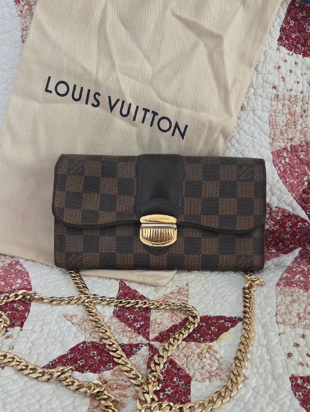 Louis Vuitton Damier Sistina Wallet with chain & dusty